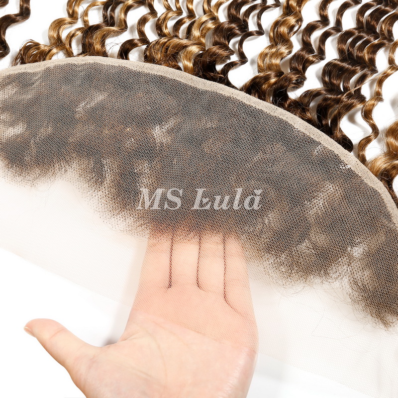 Deep Wave #4/27 Highlight Virgin Human Hair 4x4 13x4 Transparent Lace Closure/Frontal - 图片 11